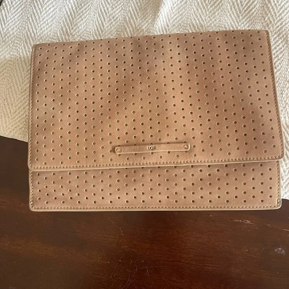Ugg Tan Perforated Clutch NEW